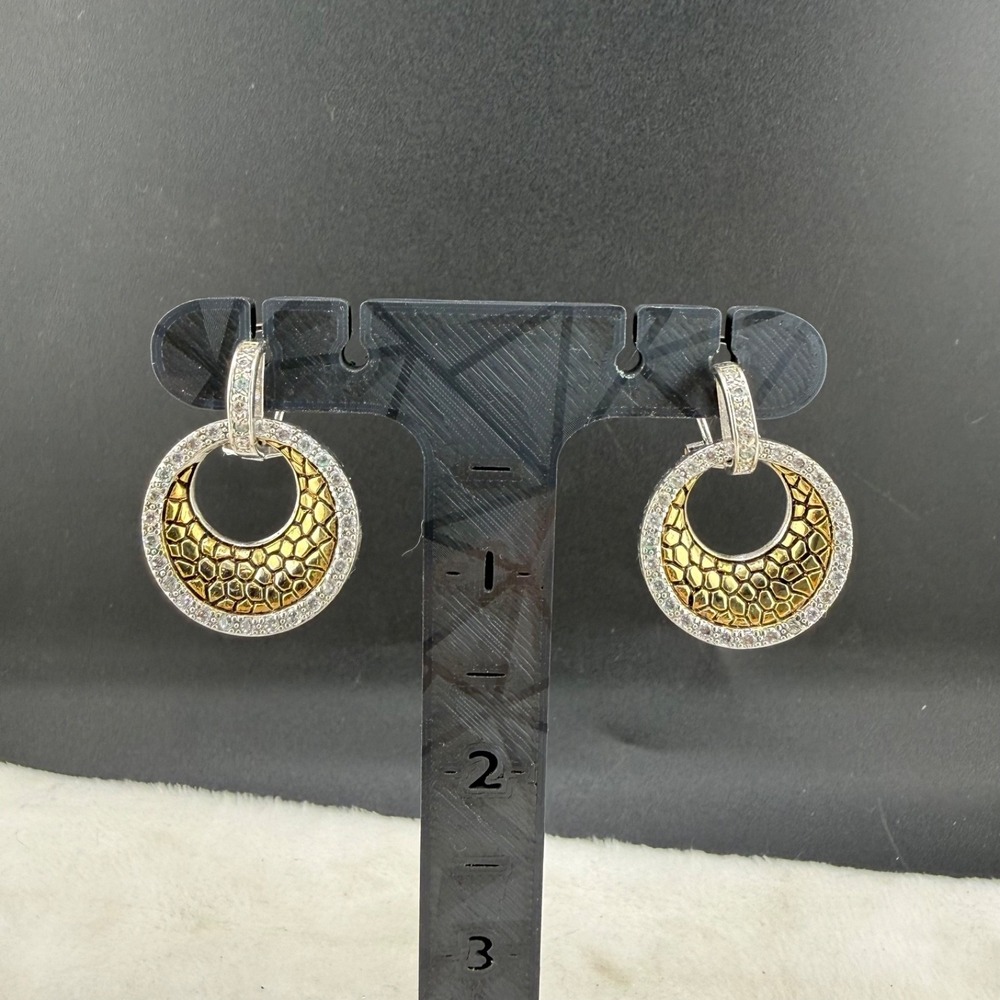 Vintage Constanza Rhinestone Pierced Earrings Gold Tone Signed